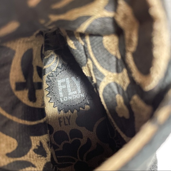 Fly London Yama Black Suede Wedge Back Lace Ankle Boots - Picture 7 of 8